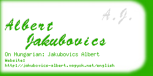 albert jakubovics business card